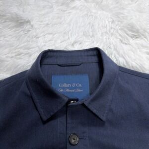 COLLARS & CO. Maverick Linen Blend Sport Coat Blazer Navy Blue Office Sz Medium